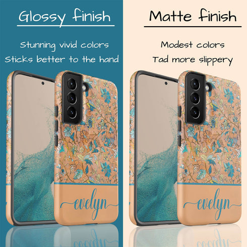Custom Name Botanical Oriental Flowers Galaxy Case